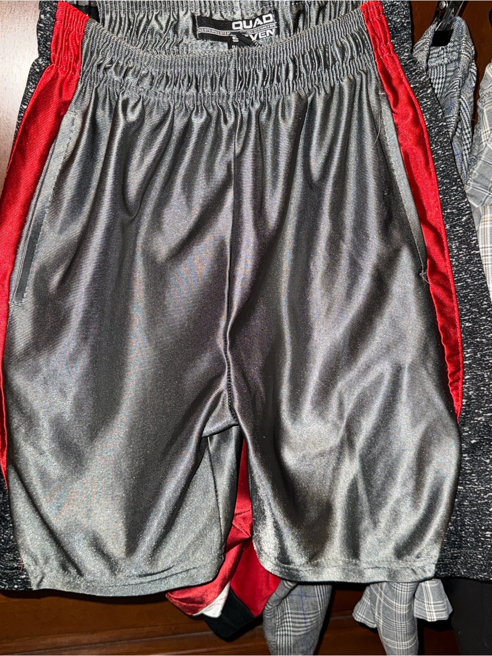 1+1 Street Rules & Quad Seven Boys 8  Athletic Shorts with Red Side Panels